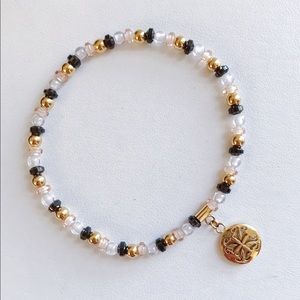 Rustic Cuff “Anna” Beaded Bracelet - Sand